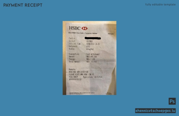 Beispiel für einen HSBC-Bankbeleg aus Vietnam (Vorschau)